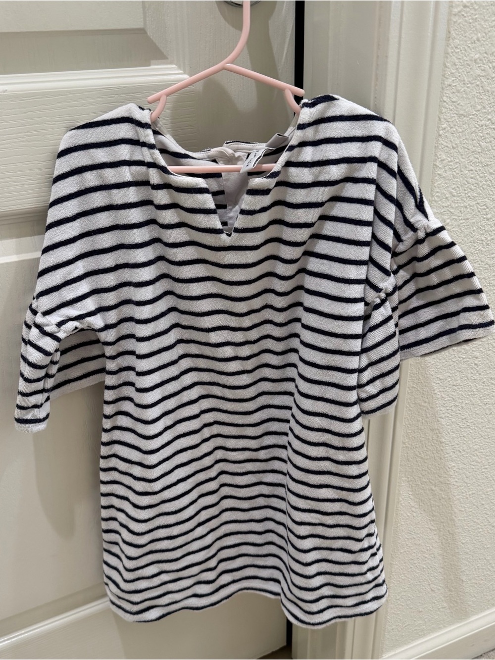Janie and Jack Black and White Striped Terry Swim Cover Up Size 5
